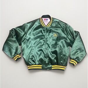 Vtg 80s Swingster John Deere Satin Jacket XXL Dauer Implement Co Salina KS USA